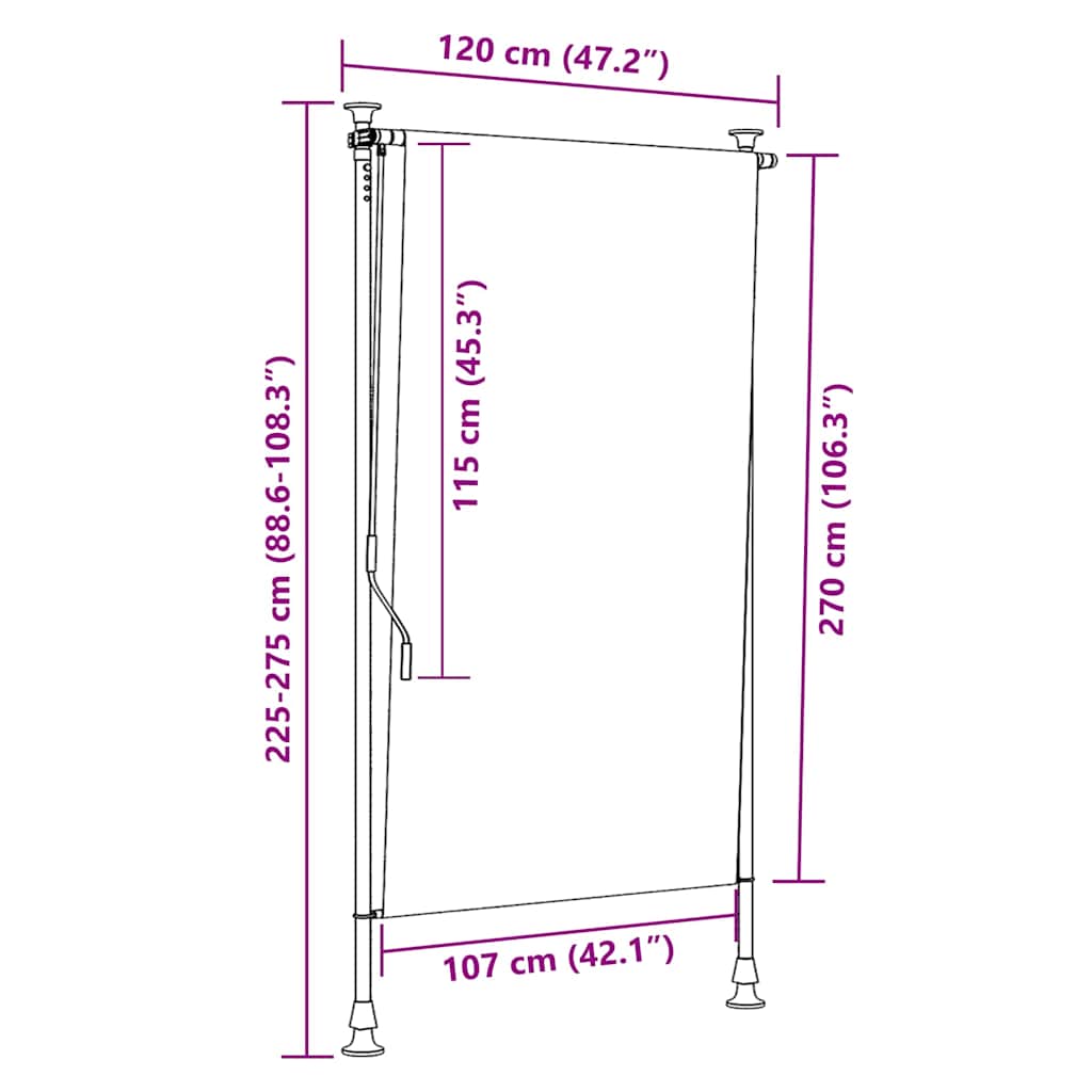 Tenda a Rullo per Esterni 120x270 cm Antracite