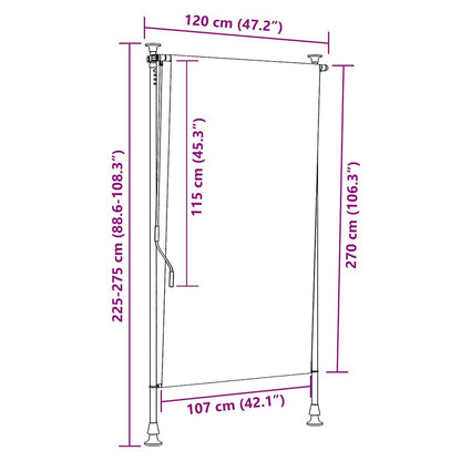 Tenda a Rullo per Esterni 120x270 cm Antracite
