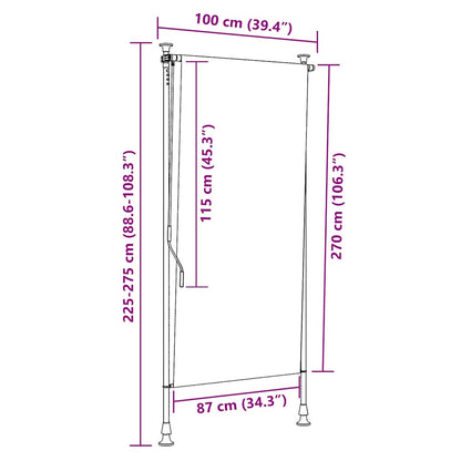 Tenda a Rullo per Esterni 100x270 cm Crema