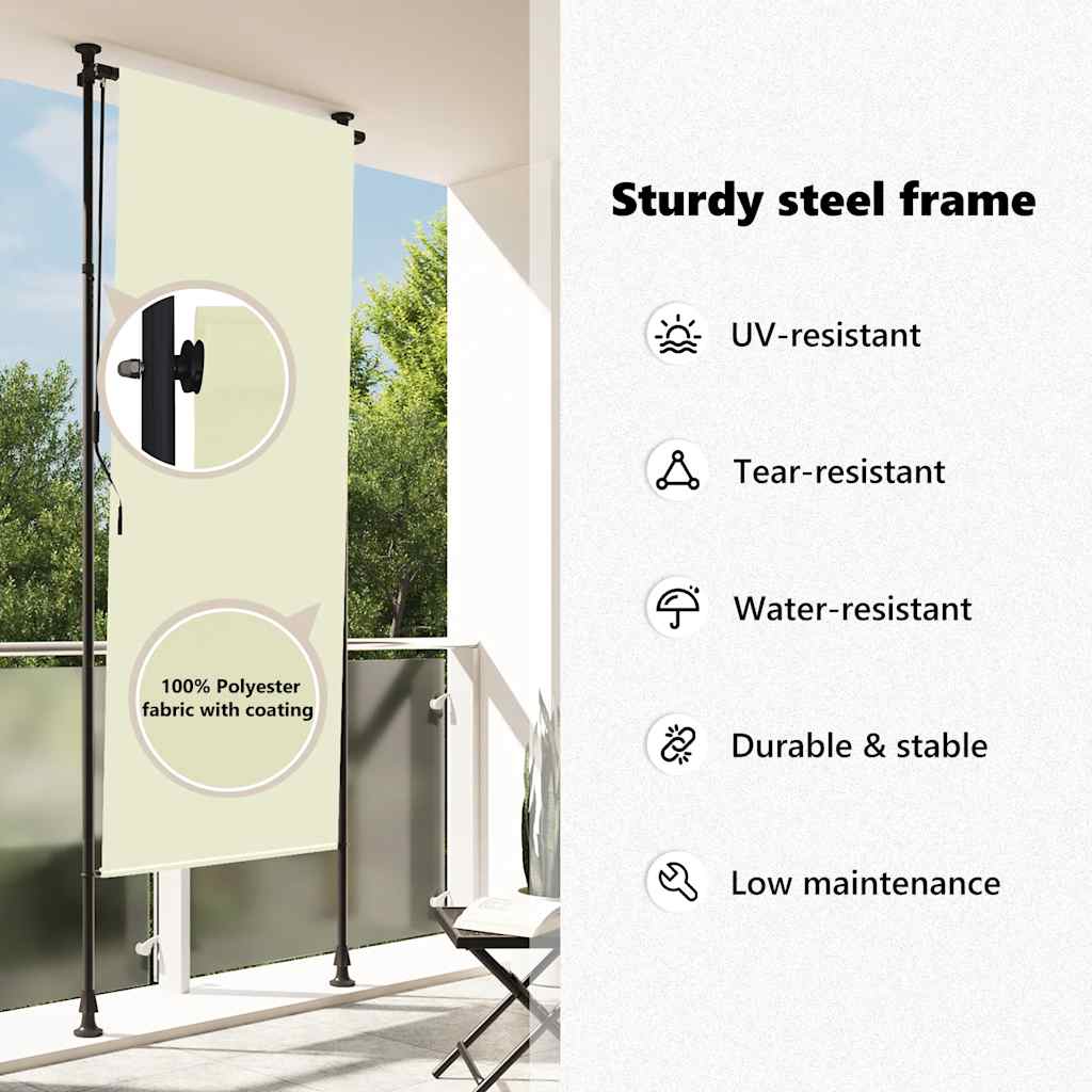 Tenda a Rullo per Esterni 120x270 cm Crema - homemem39