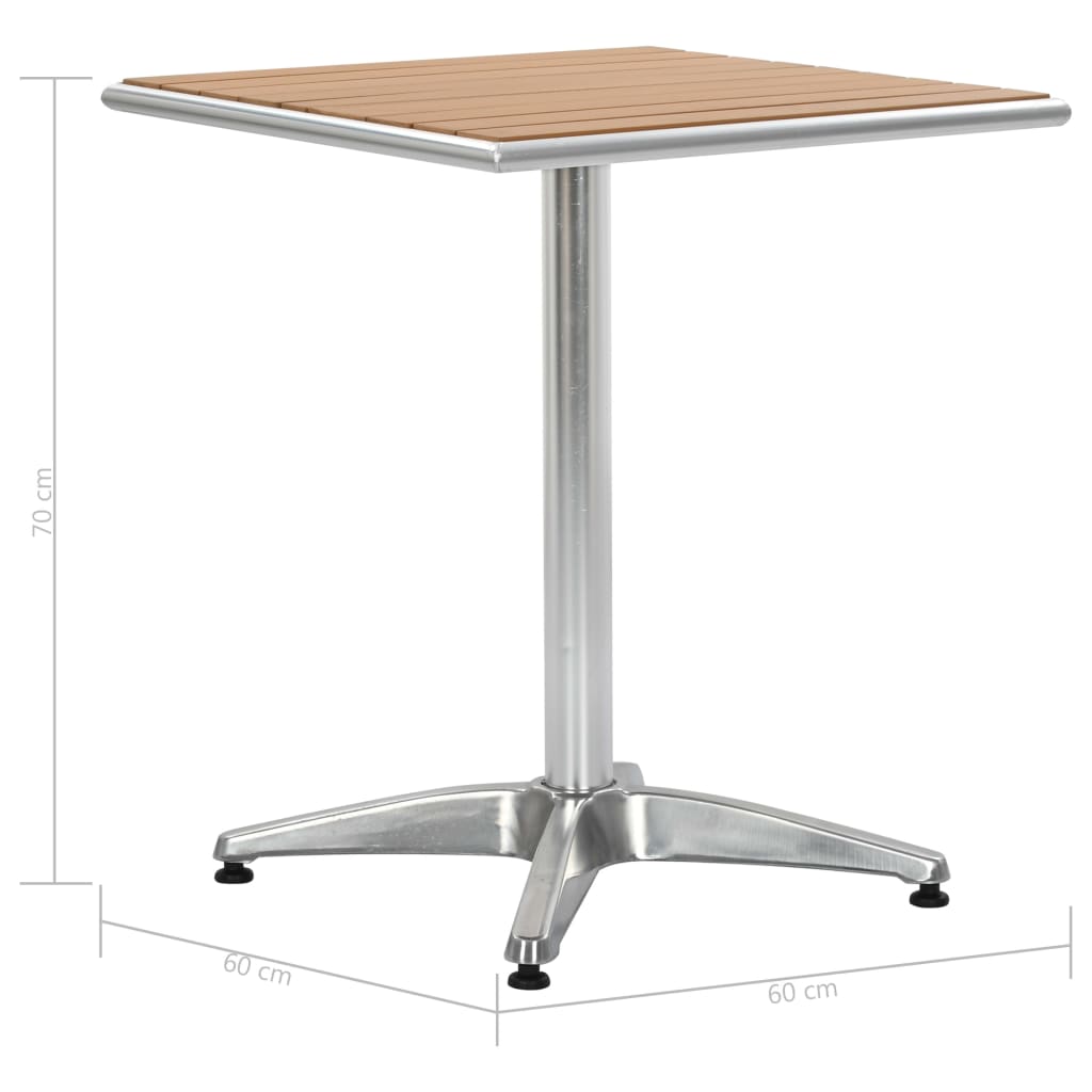 Tavolo da Giardino Argento 60x60x70 cm in Alluminio e WPC | homemem39