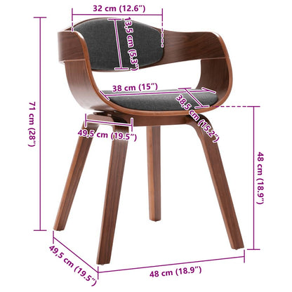 Sedie da Pranzo 2 pz Grigie in Legno Piegato e Tessuto Grigio | homemem39