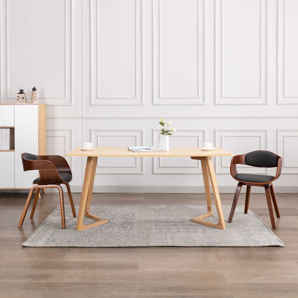 Sedie da Pranzo 2 pz Grigie in Legno Piegato e Tessuto Grigio | homemem39