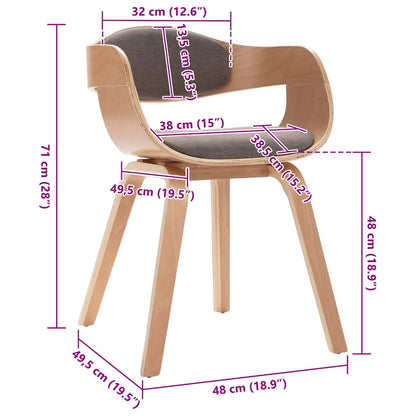 Sedie da Pranzo 2 pz Grigie in Legno Piegato e Tessuto Talpa | homemem39