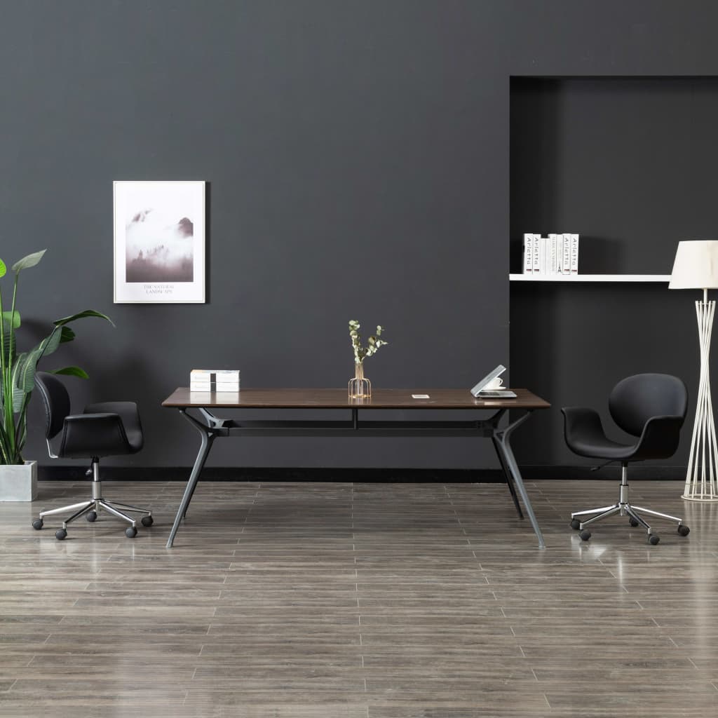 Sedia da Pranzo Girevole Nero in Similpelle | homemem39