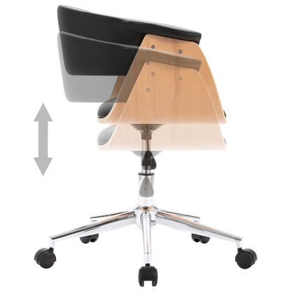 Sedia da Pranzo Girevole Nera in Legno Piegato e Similpelle