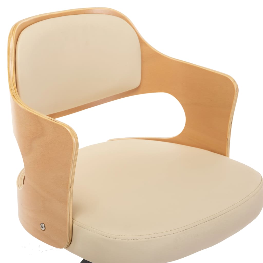 Sedia da Pranzo Girevole Crema in Legno Ricurvo e Similpelle | homemem39
