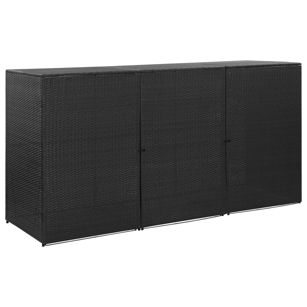 Copribidone Triplo Spazzatura Nero 229x78x120 cm in Polyrattan