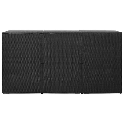 Copribidone Triplo Spazzatura Nero 229x78x120 cm in Polyrattan