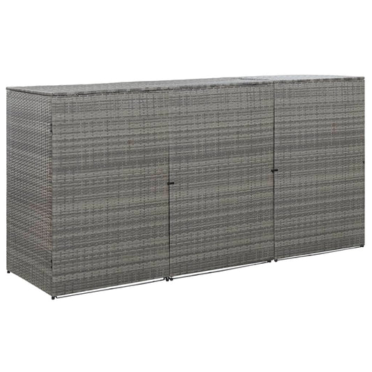 Copribidone Triplo Spazzatura Antracite 229x78x120cm Polyrattan