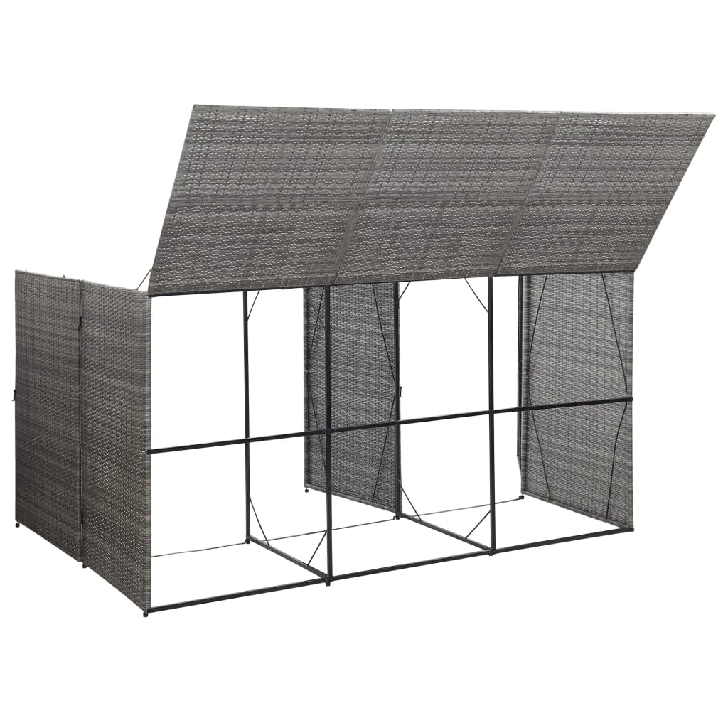 Copribidone Triplo Spazzatura Antracite 229x78x120cm Polyrattan - homemem39