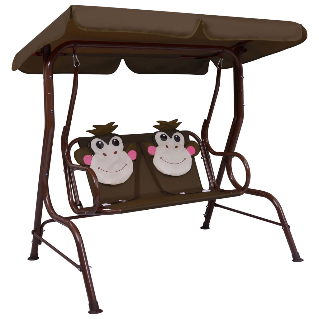 Dondolo a Panchina per Bambini Marrone 115x75x110 cm in Tessuto - homemem39