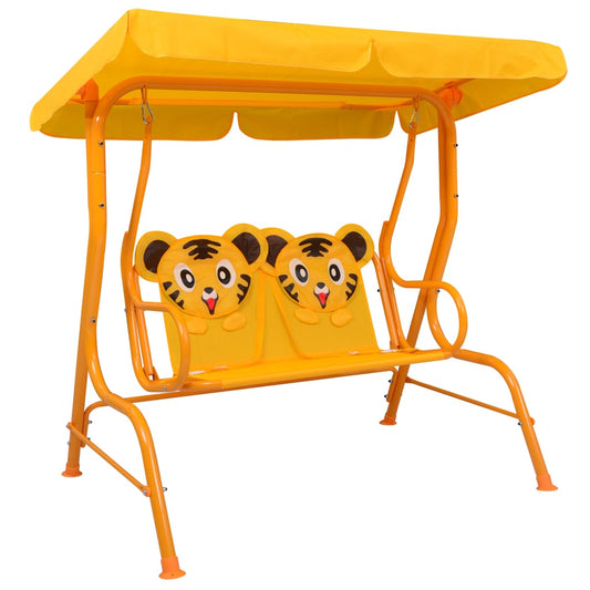 Dondolo a Panchina per Bambini Giallo 115x75x110 cm in Tessuto - homemem39