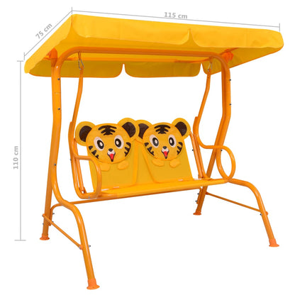 Dondolo a Panchina per Bambini Giallo 115x75x110 cm in Tessuto - homemem39