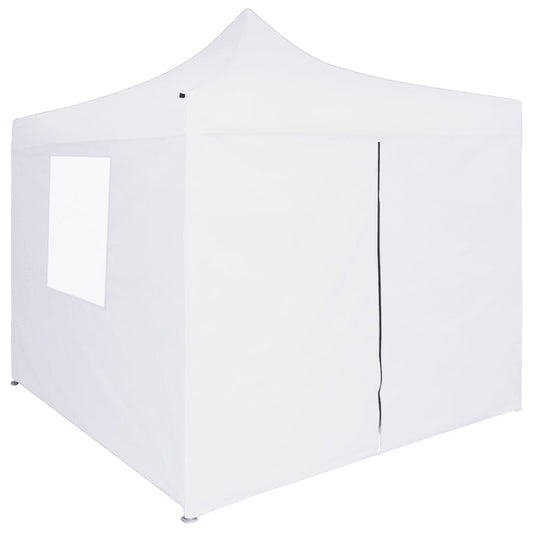 Gazebo Professionale Pieghevole 4 Pareti 3x3 m Acciaio Bianco | homemem39