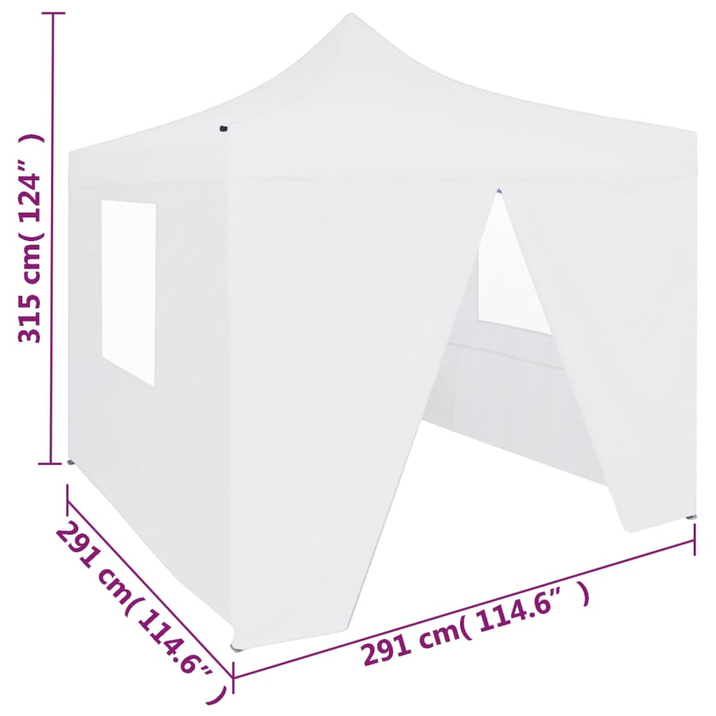 Gazebo Professionale Pieghevole 4 Pareti 3x3 m Acciaio Bianco | homemem39