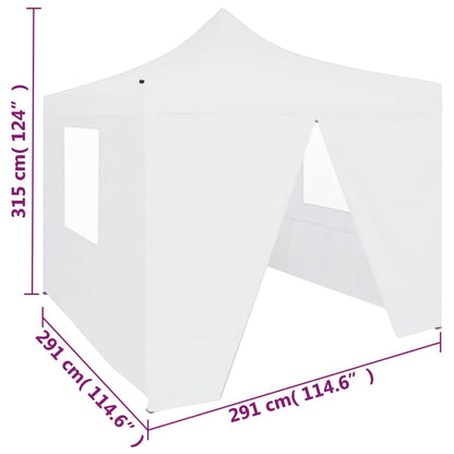 Gazebo Professionale Pieghevole 4 Pareti 3x3 m Acciaio Bianco | homemem39