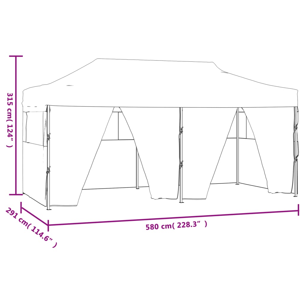 Gazebo Professionale Pieghevole con 4 Pareti 3x6m Acciaio Crema - homemem39