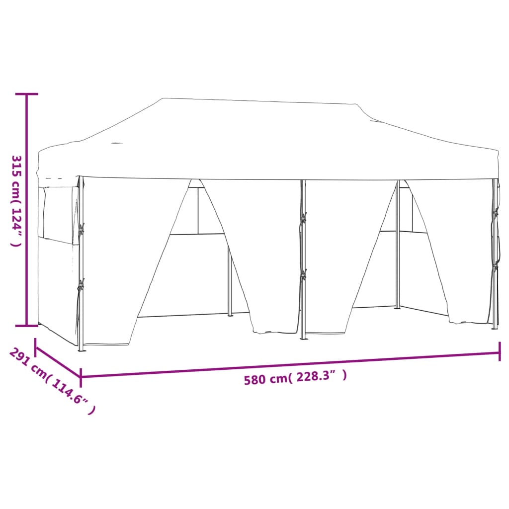 Gazebo Pieghevole con 4 Pareti 3x6m Acciaio Antracite - homemem39