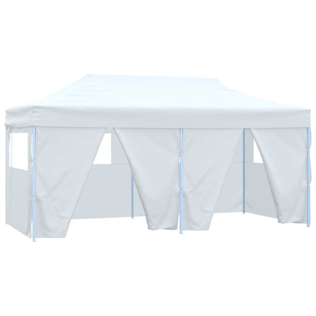 Gazebo Pieghevole con 4 Pareti 3x6 m Acciaio Bianco - homemem39