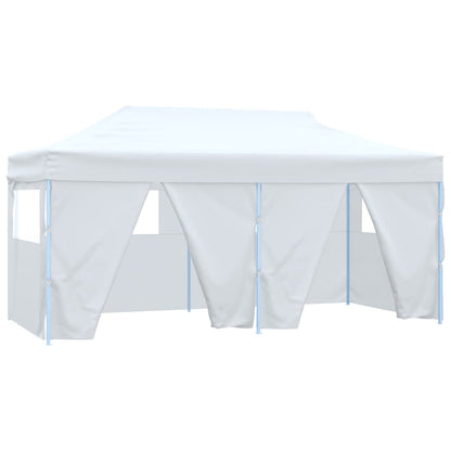 Gazebo Pieghevole con 4 Pareti 3x6 m Acciaio Bianco - homemem39