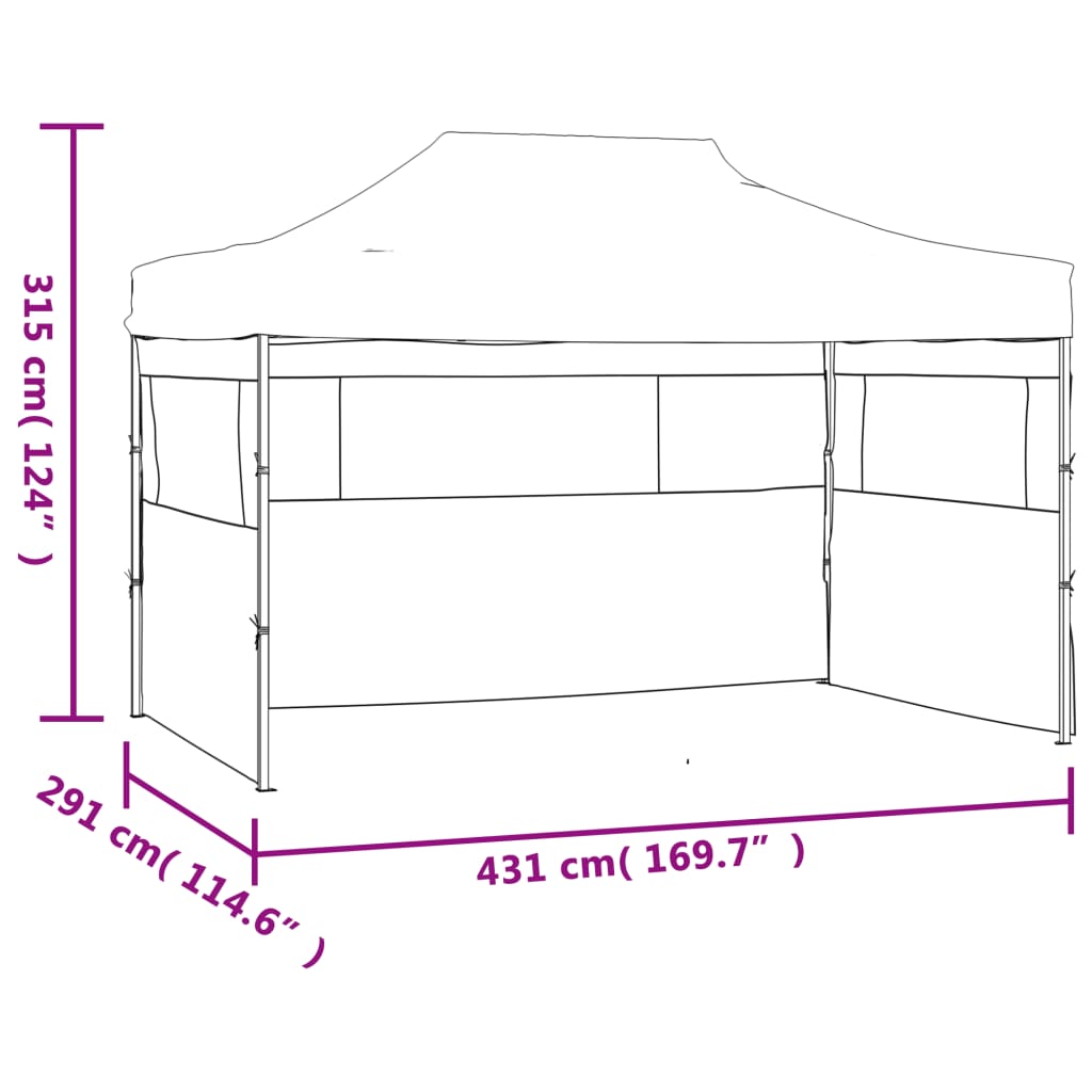 Tendone per Feste Pieghevole con 3 Pareti 291x413x315 cm Bianco | homemem39