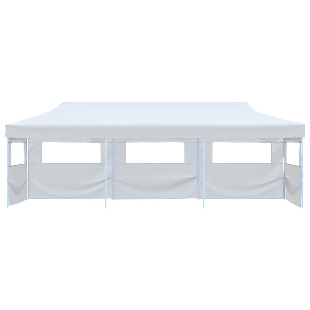 Tenda Pieghevole Pop-Up con 5 Pareti Laterali 3x9 m Bianca