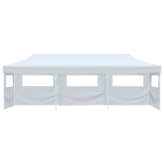 Tenda Pieghevole Pop-Up con 5 Pareti Laterali 3x9 m Bianca