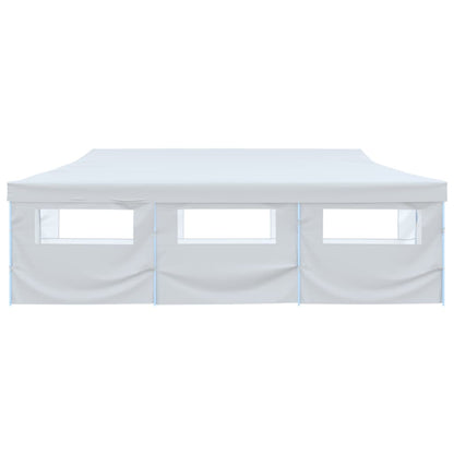Tenda Pieghevole Pop-Up con 8 Pareti Laterali 3x9 m Bianca - homemem39