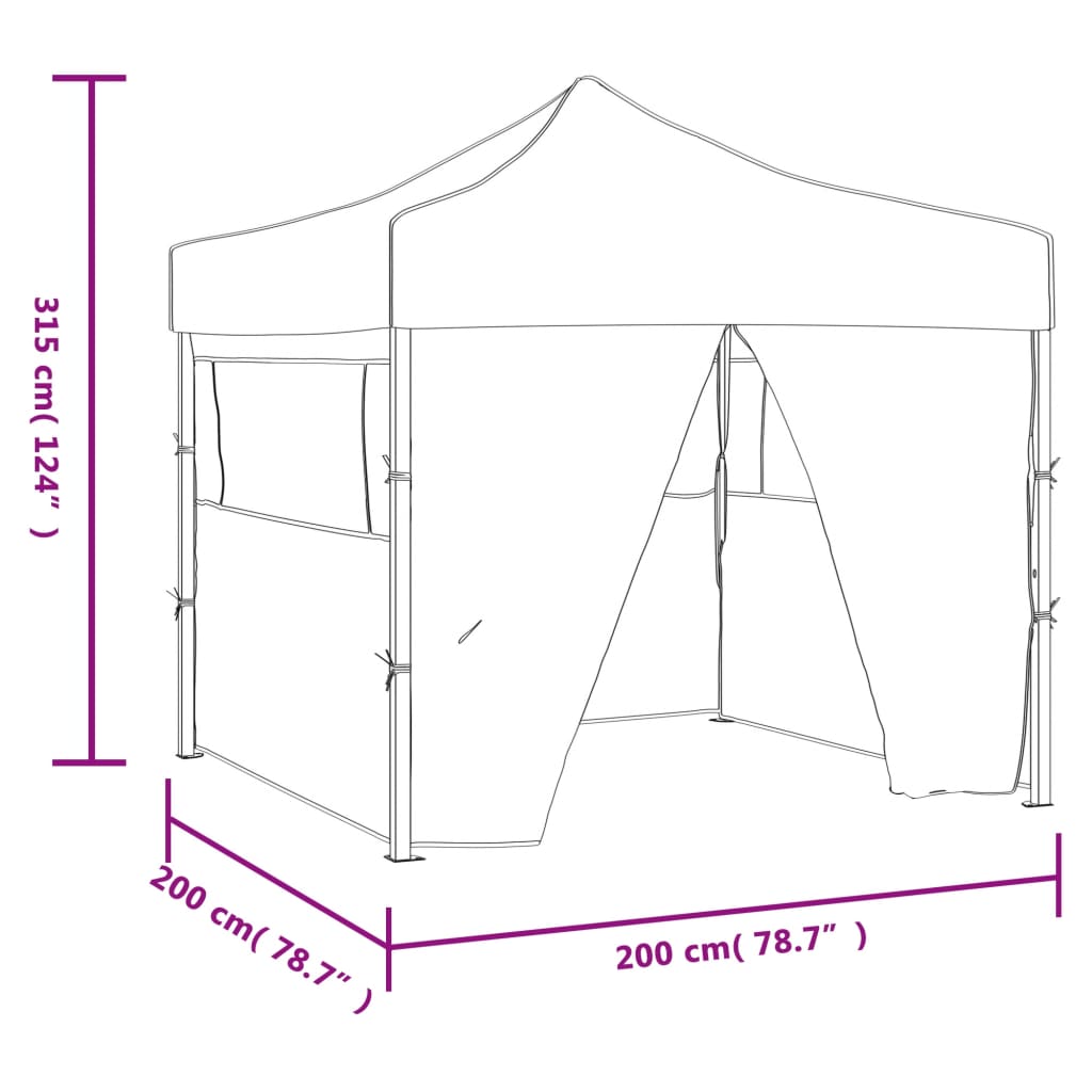 Gazebo Professionale Pieghevole con 4 Pareti 2x2m Acciaio Crema | homemem39