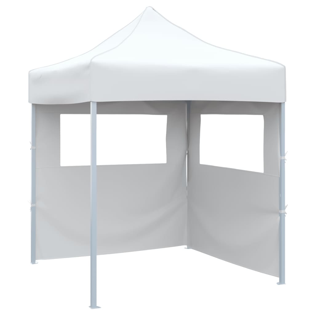 Gazebo Pieghevole Professionale 2 Pareti 2x2m Acciaio Bianco | homemem39