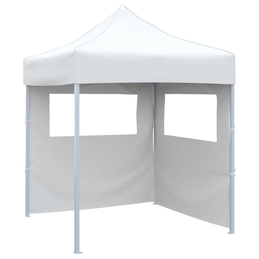 Gazebo Pieghevole Professionale 2 Pareti 2x2m Acciaio Bianco | homemem39
