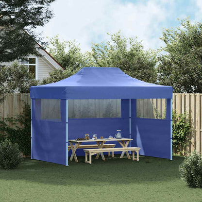 Gazebo Professionale Pieghevole con 3 Pareti 3x4m Acciaio Blu | homemem39