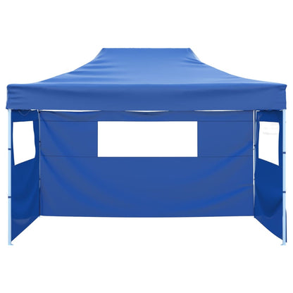 Gazebo Professionale Pieghevole con 3 Pareti 3x4m Acciaio Blu - homemem39