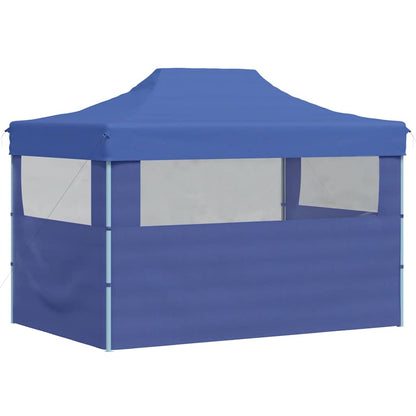 Gazebo Professionale Pieghevole con 3 Pareti 3x4m Acciaio Blu | homemem39