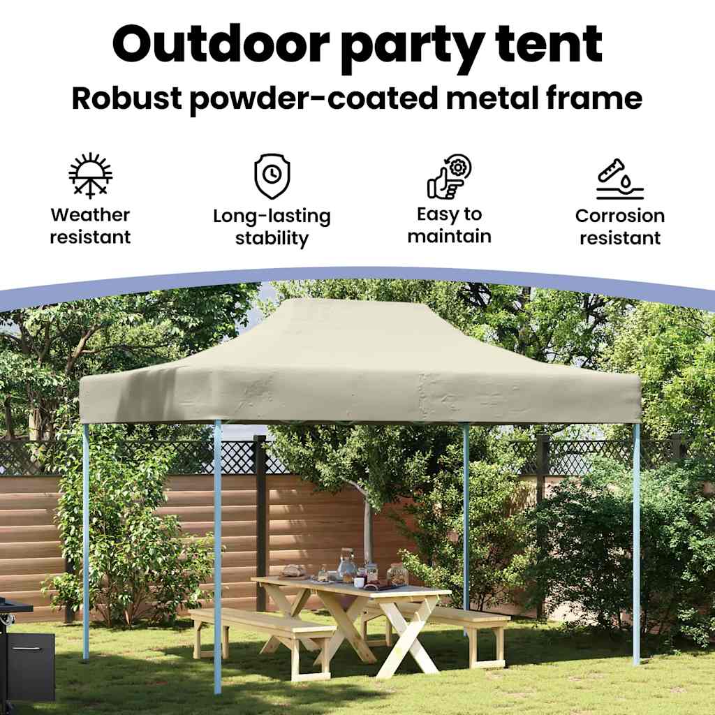 Gazebo Professionale Pieghevole 3x4m Acciaio Crema - homemem39