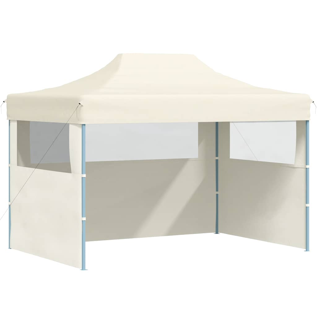 Gazebo Professionale Pieghevole con 3 Pareti 3x4m Acciaio Crema
