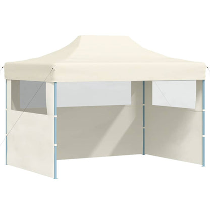 Gazebo Professionale Pieghevole con 3 Pareti 3x4m Acciaio Crema