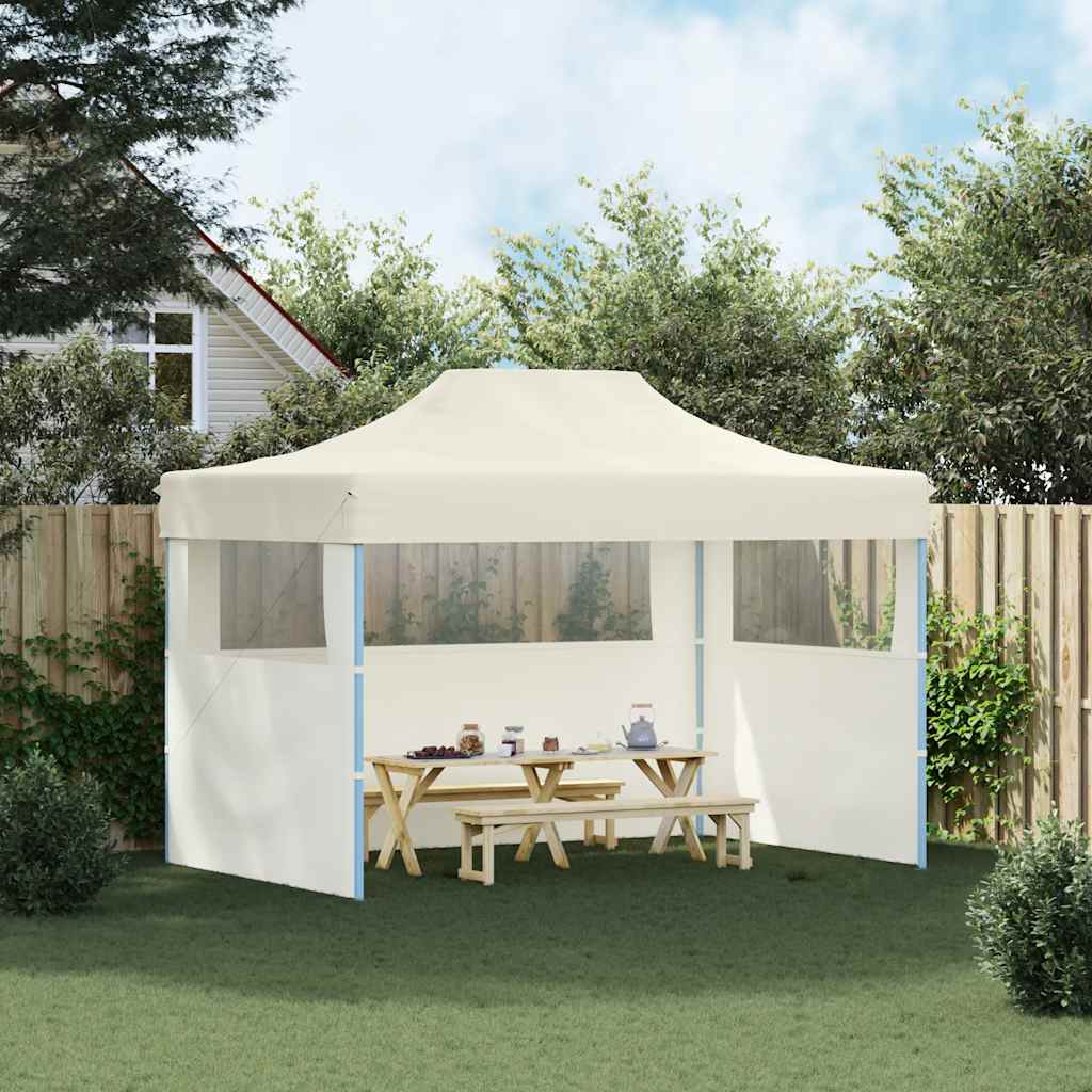 Gazebo Professionale Pieghevole con 3 Pareti 3x4m Acciaio Crema | homemem39