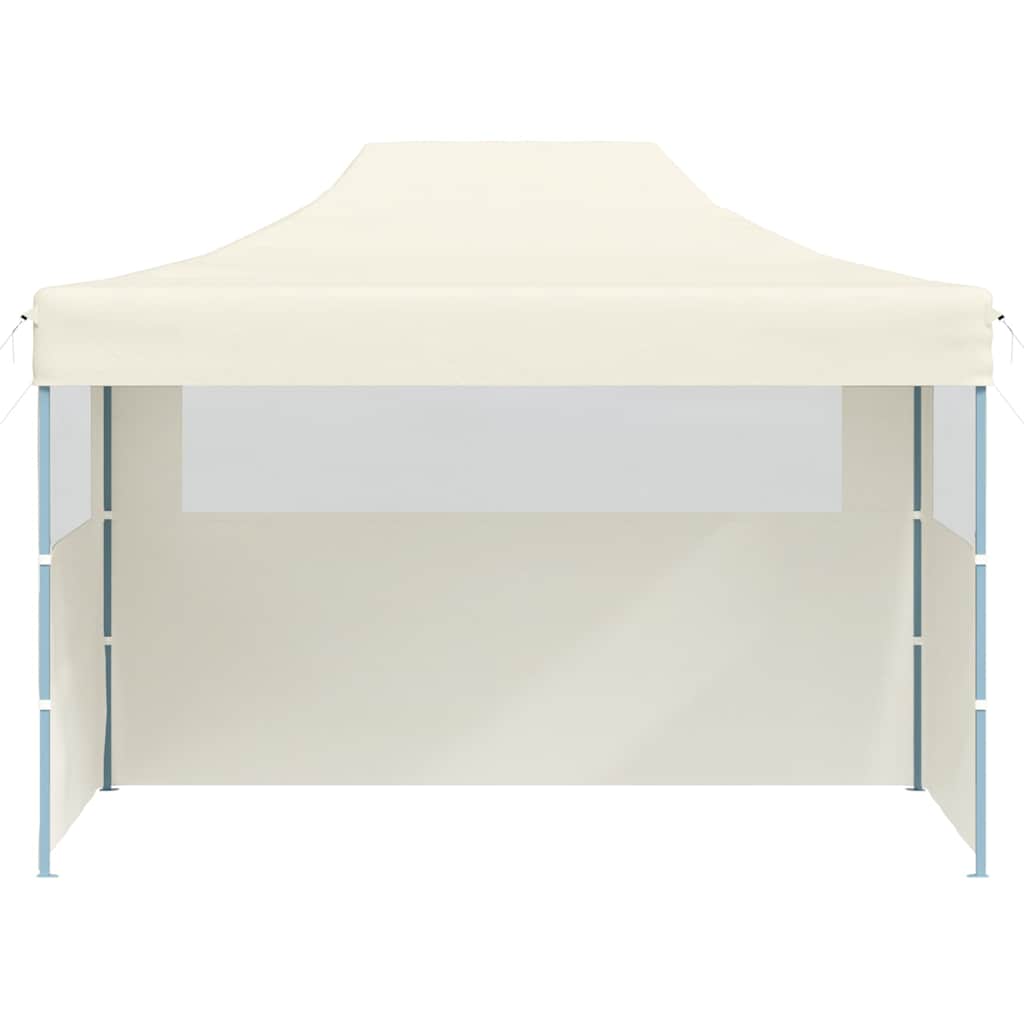 Gazebo Professionale Pieghevole con 3 Pareti 3x4m Acciaio Crema