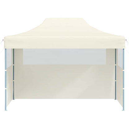 Gazebo Professionale Pieghevole con 3 Pareti 3x4m Acciaio Crema