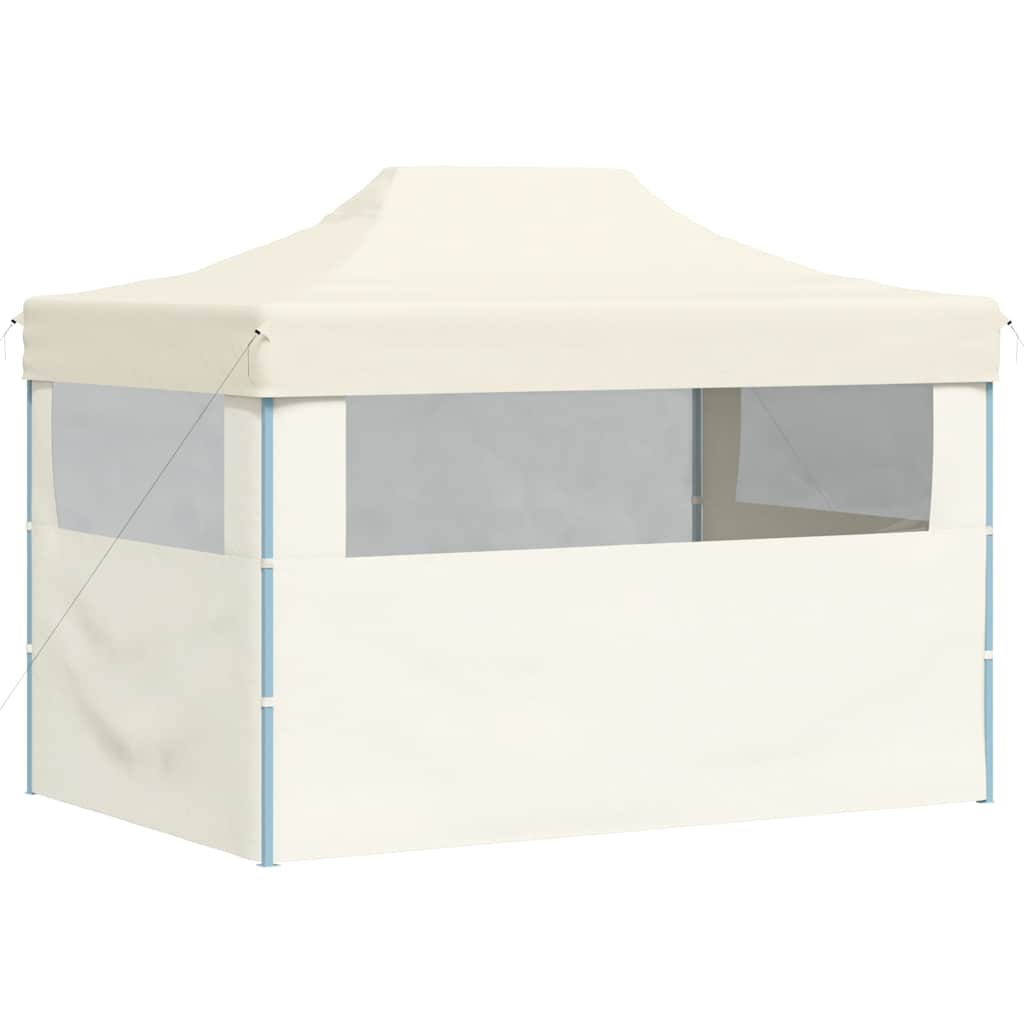 Gazebo Professionale Pieghevole con 3 Pareti 3x4m Acciaio Crema