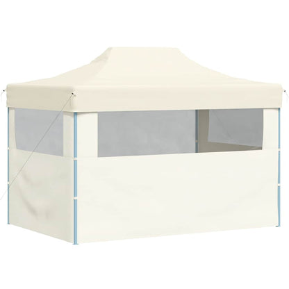 Gazebo Professionale Pieghevole con 3 Pareti 3x4m Acciaio Crema