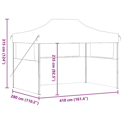 Gazebo Professionale Pieghevole con 3 Pareti 3x4m Acciaio Crema