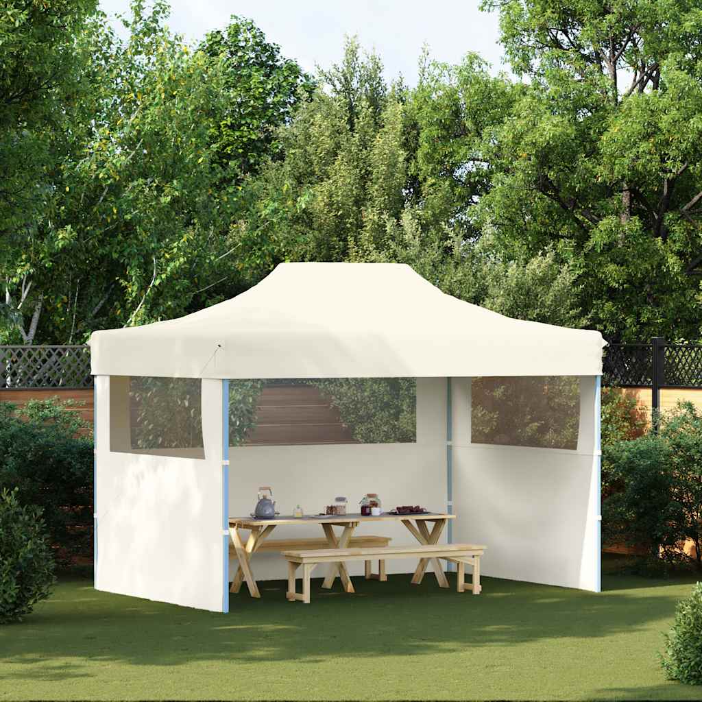 Gazebo Professionale Pieghevole con 3 Pareti 3x4m Acciaio Crema - homemem39