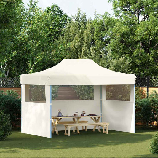 Gazebo Professionale Pieghevole con 3 Pareti 3x4m Acciaio Crema