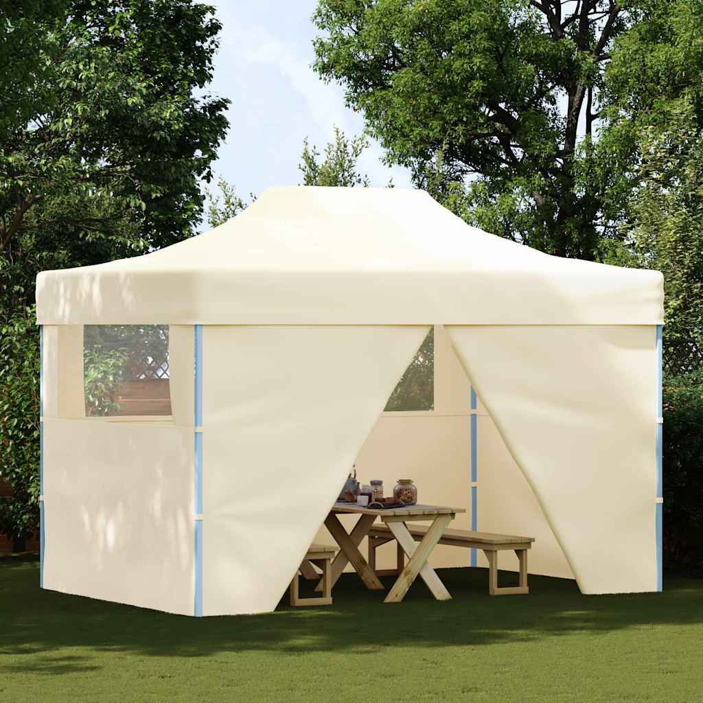 Gazebo Professionale Pieghevole con 4 Pareti 3x4m Acciaio Crema - homemem39