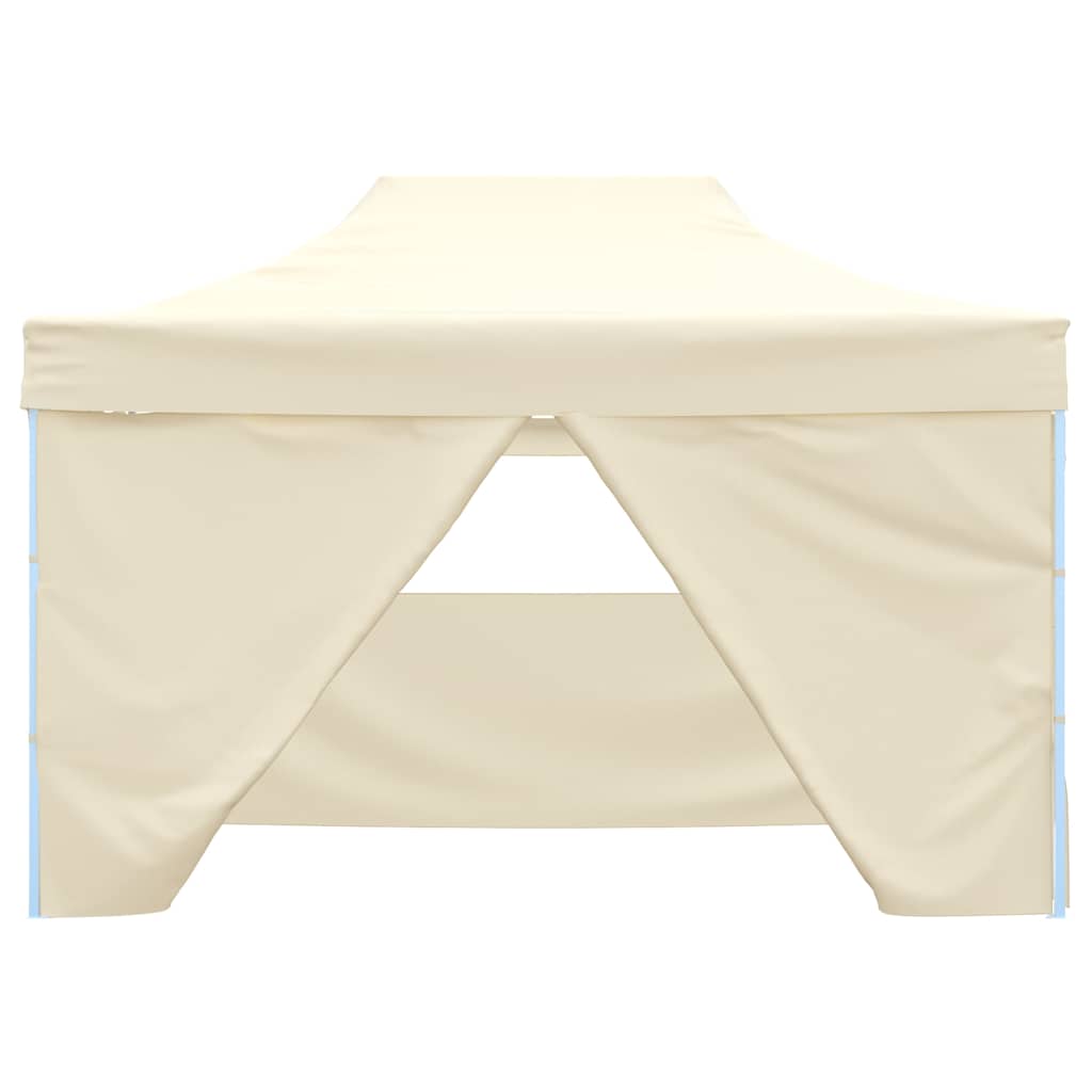 Gazebo Professionale Pieghevole con 4 Pareti 3x4m Acciaio Crema