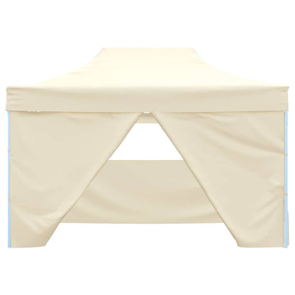 Gazebo Professionale Pieghevole con 4 Pareti 3x4m Acciaio Crema