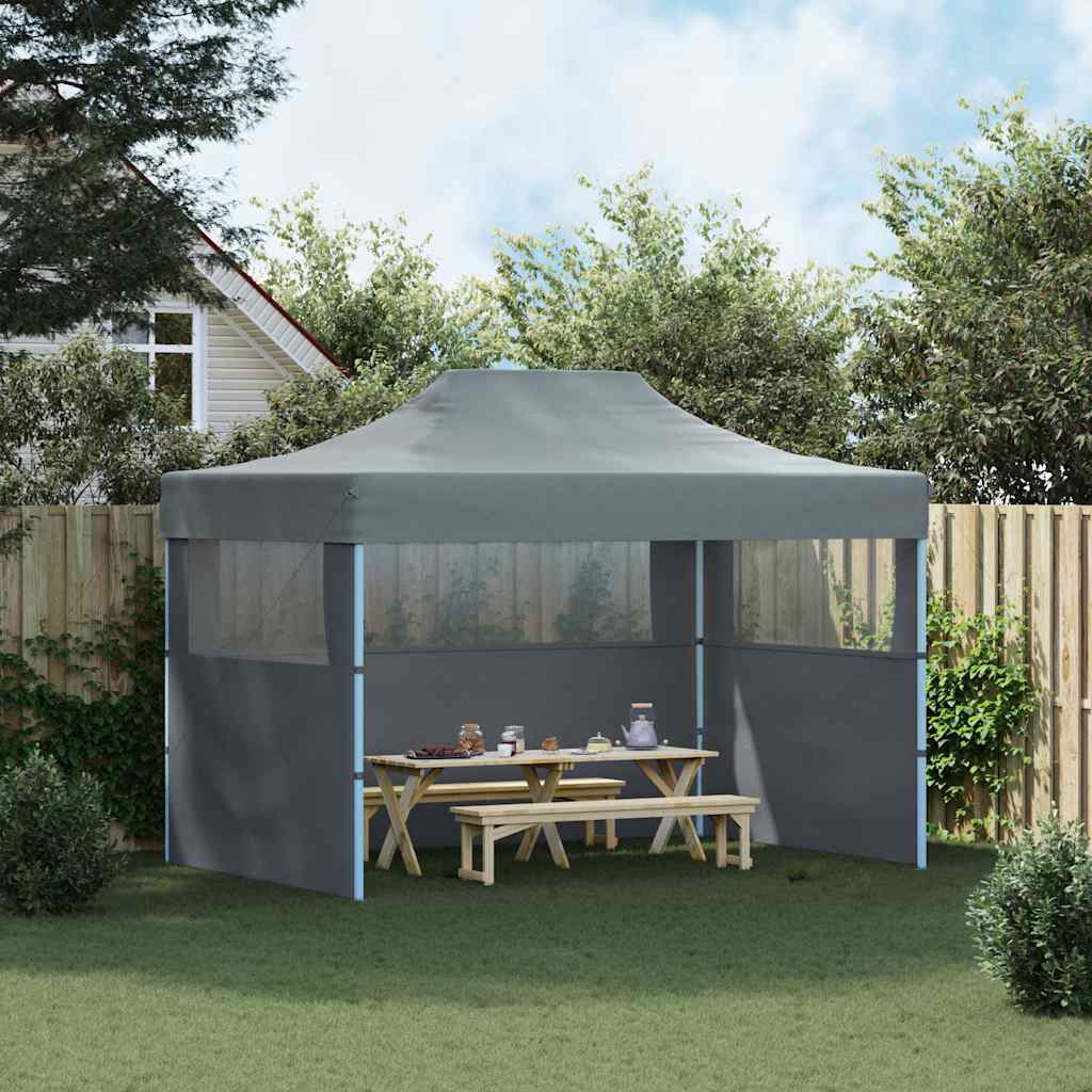 Gazebo Professionale Pieghevole 3 Pareti 3x4m Acciaio Antracite